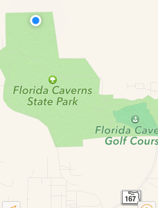 The blue dot is our campsite