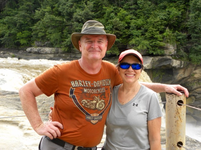 Here we are, smiling after a great hike. Photo taken by a SeaBee. He's stationed in Virginia Beach so we reminisced about our old home town!