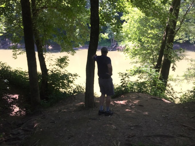 Bill is pointing out a deer about to enter the water!