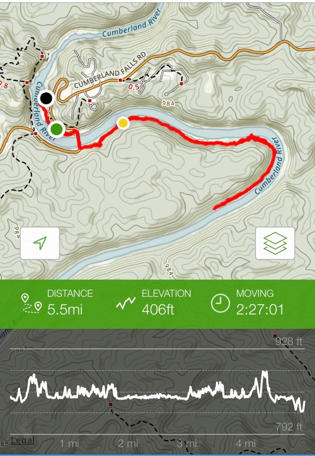 The TumbleLees I didn't turn this on for the first half mile, but my other app said we went over six miles.