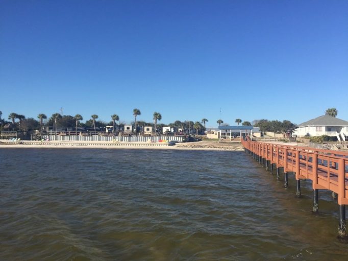 The view of the RV park from a fishing deck. 